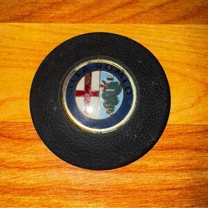 Alfa Romeo 1982-1985 Spider Veloce steering BLACK W/ Colored Logo OEM Cover RARE